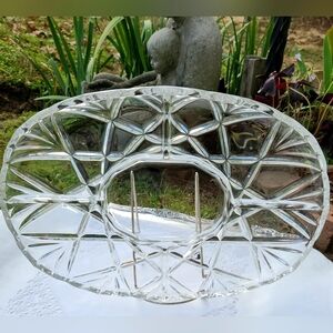 VINTAGE MIKASA CRYSTAL "HAMPSHIRE GOLD"  DIVIDED SERVING PLATTER